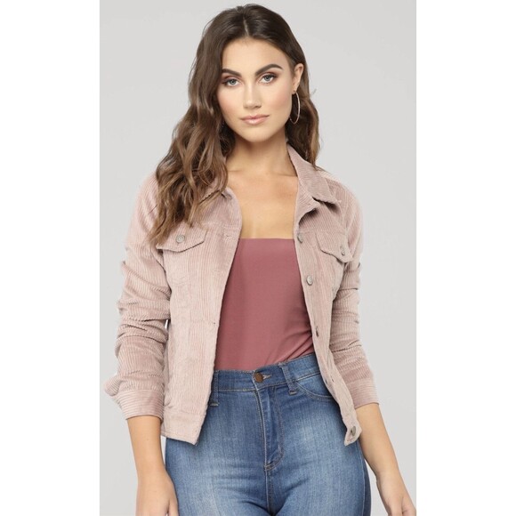 Fashion Nova Jackets & Blazers - Fashion Nova Pink Corduroy Long Sleeve Jacket Size Large NEW